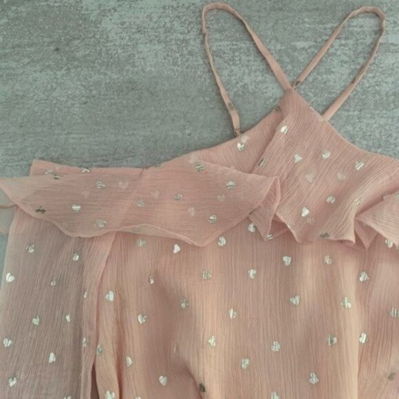 NWT Lovers & Friends Pink Crop Top Silver Hearts - Picture 2 of 6